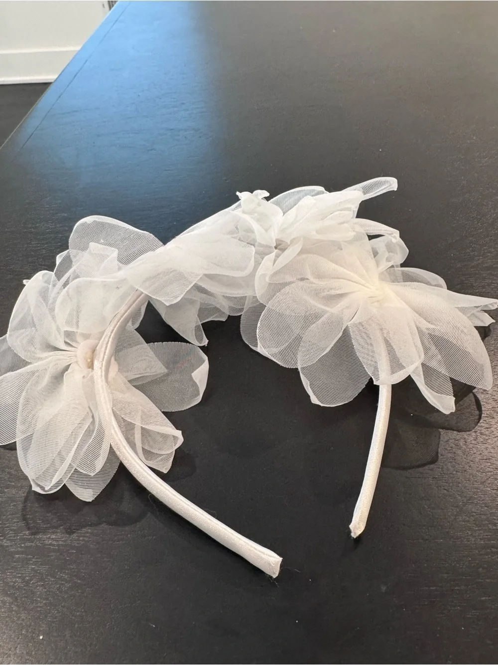 White Floral Tulle Headband for Kids